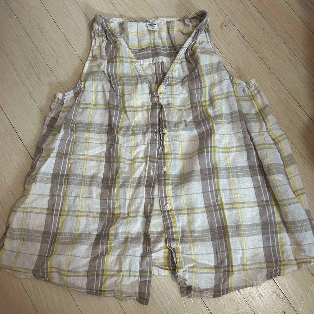 Old Navy Plaid Shirt in Yellow and Grey